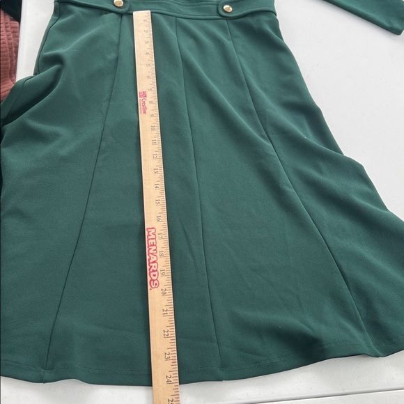 London Times Petites Emerald Green Crew Neck 3/4 Long Sleeve A-Line Midi Dress 6 - Picture 10 of 11